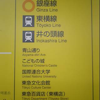 Unknown Asian Text on a Yellow Sign