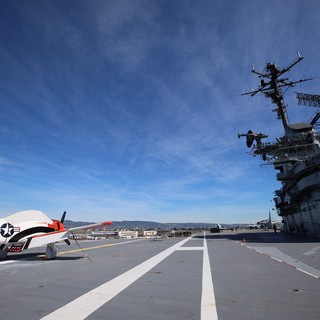 Vintage Navy Aircraft on USS Hornet Flight Deck