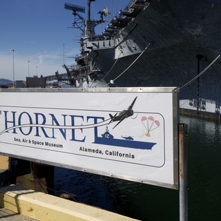 USS Hornet Sea, Air & Space Museum Sign at Alameda Naval Dock