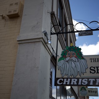 The Christmas Shop Sign in Historic Downtown District