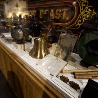 Vintage Railroad Artifacts Display with East Coast Sign