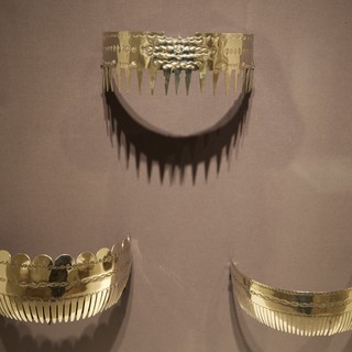 Ancient Gold Ceremonial Headdress and Crowns Museum Display