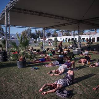 Outdoor Yoga Session Under Blue Skies