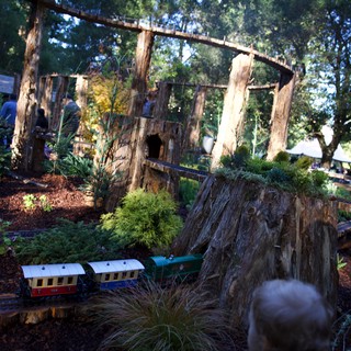 Botanical garden or public park with model train display