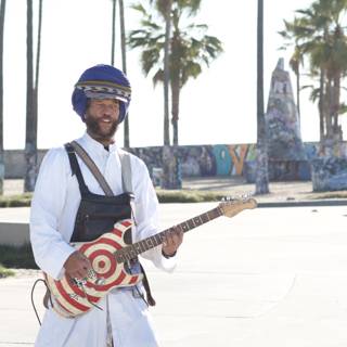 Turbaned Guitarist Rocking Out in the Sun