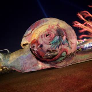 Colorful Snail Statue Lights Up Coachella Night Sky