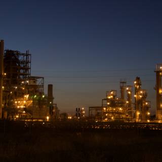 Illuminated Refinery in the Night