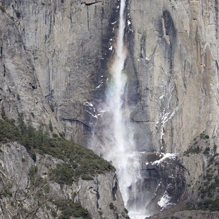 Yosemite Falls Cascading Down Granite Cliffs in Spring