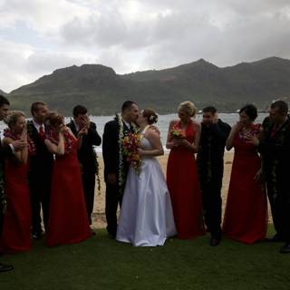 Wedding Bliss on Hawaii's Beach with Mountain View