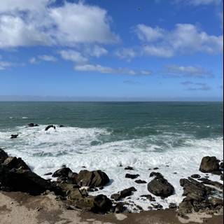 A Scenic View of the Ocean from the Rocky Shore in Jenner, California