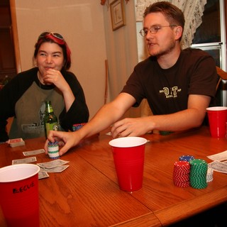 Friends Enjoying a Casual Home Poker Night