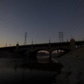Sunset over the LA River Bridge