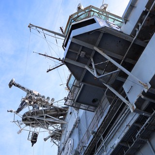 USS Hornet Aircraft Carrier Mast and Communications Array