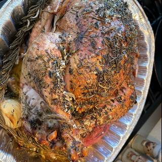 A Golden-Brown Roast Turkey on the Stove