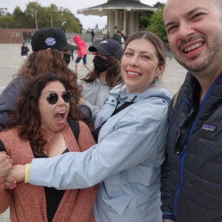 Friends Group Hug at Public Plaza