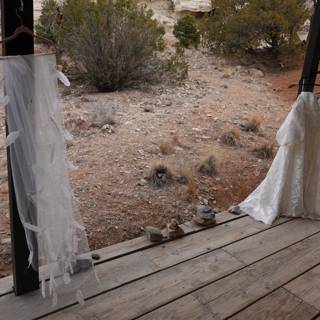 Wedding Dresses on a Wooden Porch