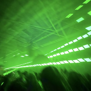 Immersive Green Laser Light Show at Electronic Music Concert