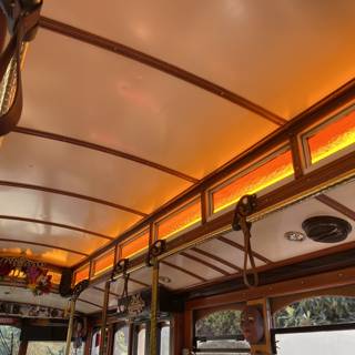 Inside the Trolley Car with a Red Glow