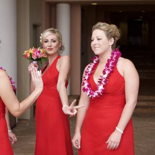 Three Women in Red Dresses