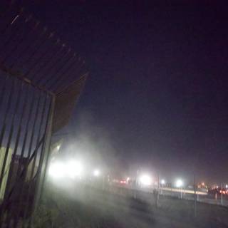Mystic Night: A Foggy Roadside View at Coachella 2024