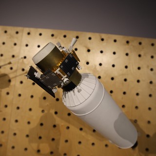 Spacecraft Model Display at Science Center Exhibition