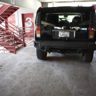 Black Jeep in a Parking Garage