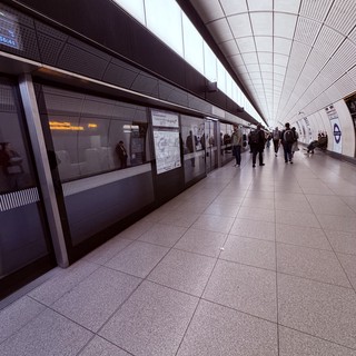 Modern Underground Station Platform with Curved Architecture