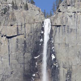 Yosemite Falls Cascading Through Granite Cliffs