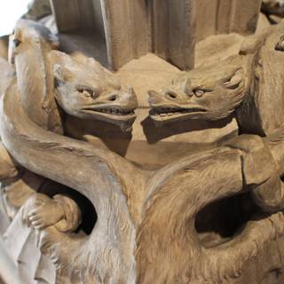 Two Wood Carved Dragons