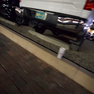 White Van Parked on Santa Fe Boardwalk at Night