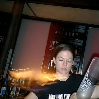 Bartender serving refreshing stout