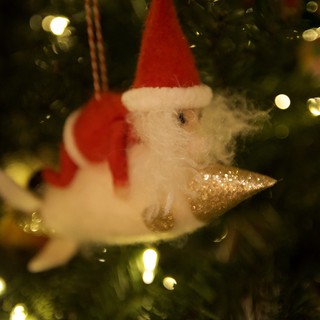 Santa Claus Ornament with Golden Ice Cream Cone