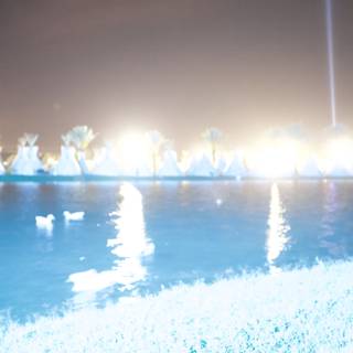 Illuminated Lake at Night