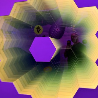 Abstract Hexagonal Projection with Hand Symbol Installation