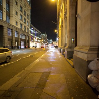 Rain-Slicked London Street at Night