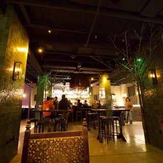 Modern Bar Interior with Intimate Evening Atmosphere