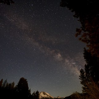 Milky Way Arches Over Lassen Peak at Night