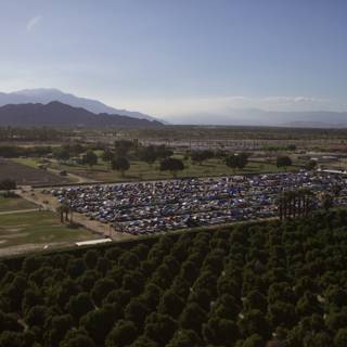 Aerial View of Coachella Parking Lot with Trees