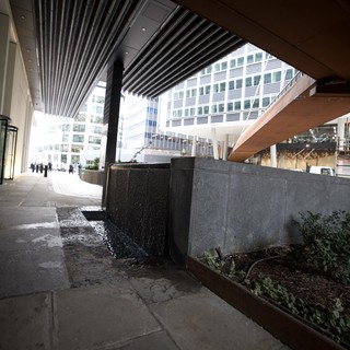 Modern Architecture with Water Feature in London Plaza