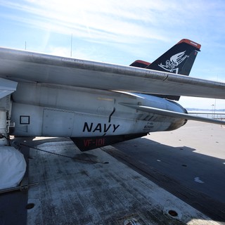 Navy F-14 Tomcat Fighter Jet on Aircraft Carrier Deck