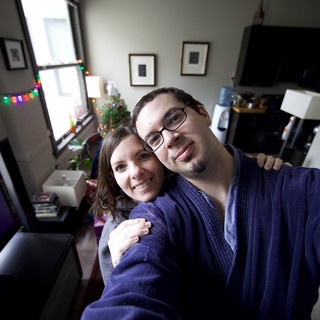 Holiday Selfie Couple Celebrating Christmas at Home