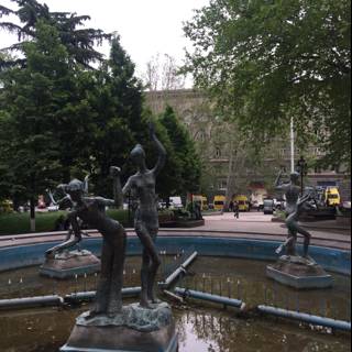 Cascading Water with Beautiful Statues