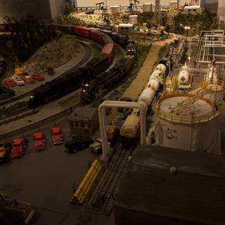 Miniature Train Set in Factory Diorama