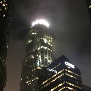Illuminated Skyscraper in Downtown LA