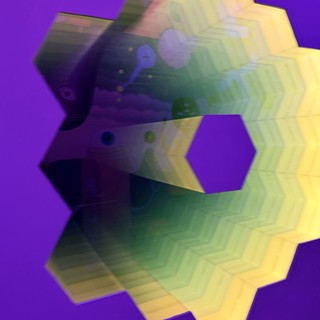 Abstract Hexagonal Portal with Layered Translucent Geometry