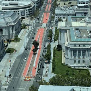 Red Line Road in the Heart of San Francisco