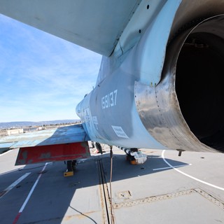 Fighter Jet Engine Close-Up on USS Hornet Deck