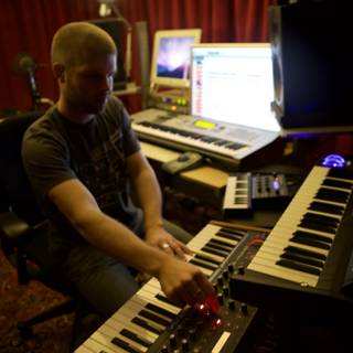 Morgan Page Rocking the Electronic Keyboard in the Recording Studio