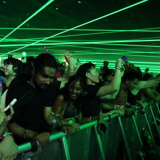 Green Laser Light Show Electrifies Festival Crowd