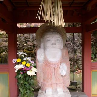Buddha amidst blooming flowers
